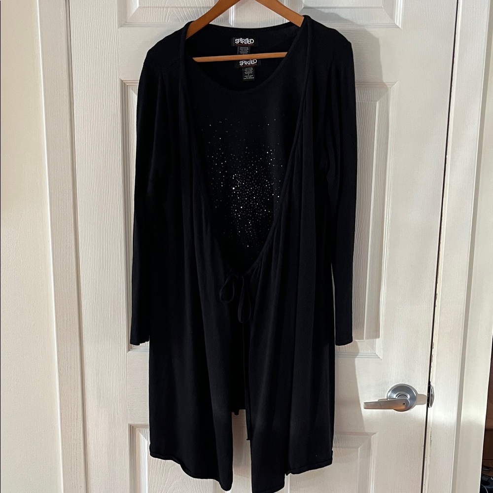 Spirit 2 Piece Black Cardigan with Tank sweater set - Picture 1 of 7